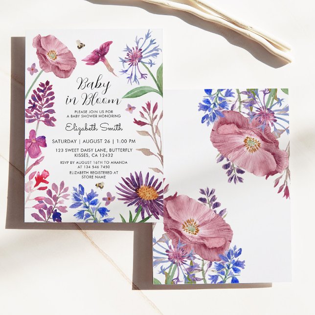 Invitation Bébé en fleur d'aquarelle Baby shower (Créateur téléchargé)