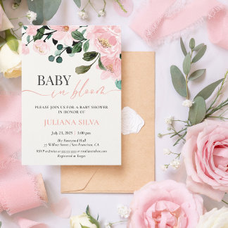 Invitation Bébé en fleur d'aquarelle fleurie Baby shower fill