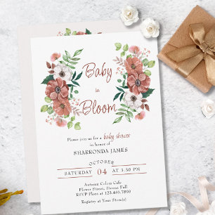 Invitation Bébé en Fleur d'automne Baby shower