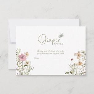 Invitation Bébé en fleur de couches Baby shower fille Raffle