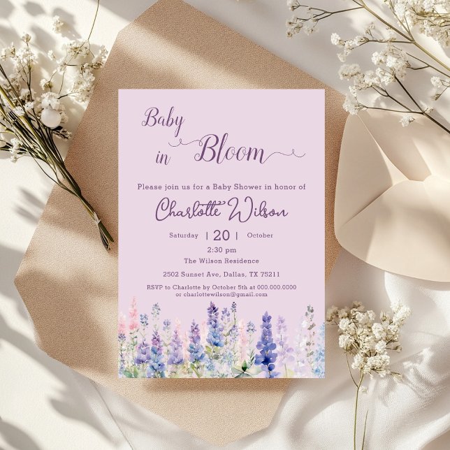 Invitation Bébé En Fleur De Lupine Colorée Baby shower (Créateur téléchargé)