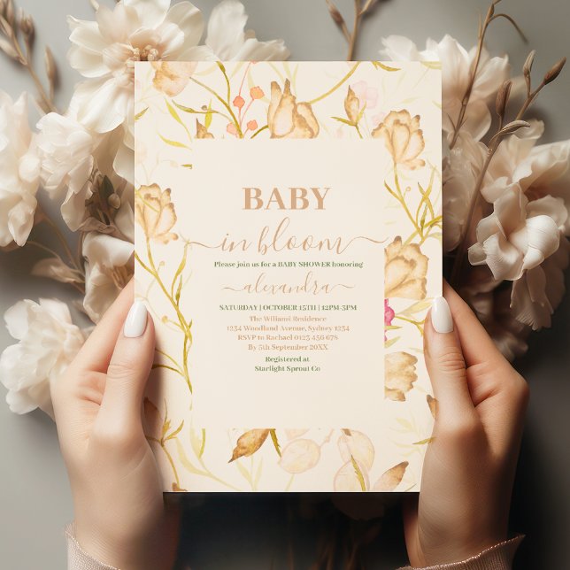 Invitation Bébé en fleur | Douche florale à ressort bleu (Créateur téléchargé)