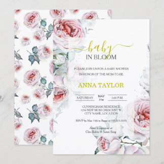 Invitation Bébé en fleur Élégant Baby shower floral