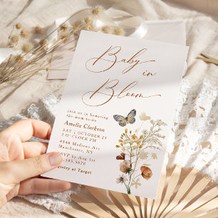 Invitation Bébé en Fleur Élégante Baby Shower aux Fleurs Sauv