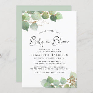 Invitation Bébé en fleur Eucalyptus Aquarelle Bébé Sprinkle