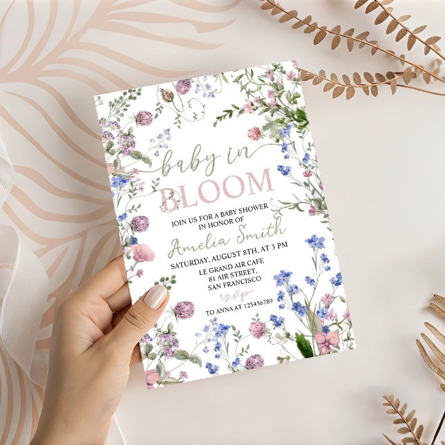 Invitation Bébé en Fleur Fête de Naissance de Bébé aux Fleurs (Créateur téléchargé)