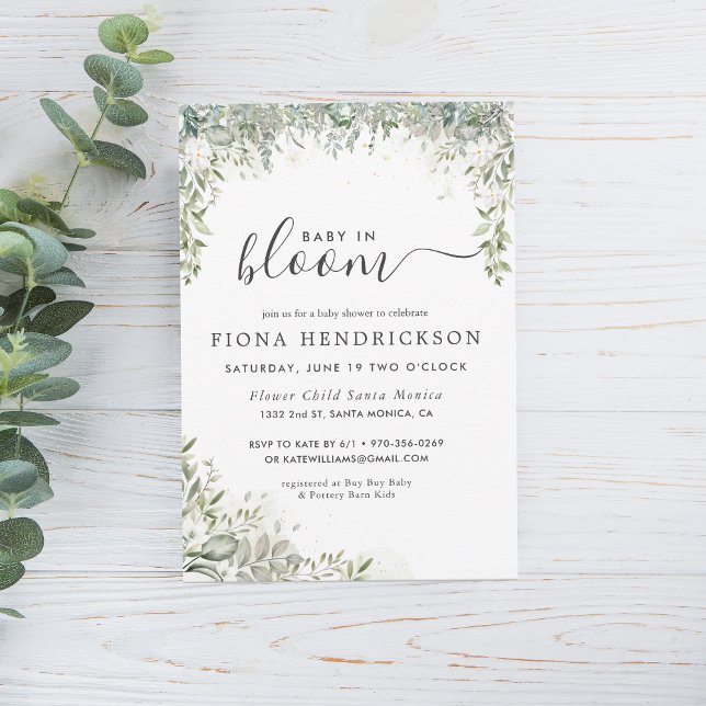 Invitation Bébé en Fleur | Fête de Naissance Floral Blanc (Créateur téléchargé)