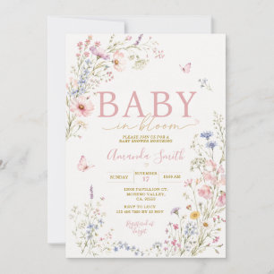 Invitation Bébé en Fleur Fête de Naissance Papillon Fleurs Sa