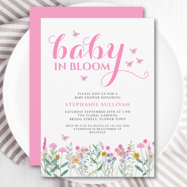Invitation Bébé en Fleur Fête Prénatale de Bébé Fille (Créateur téléchargé)