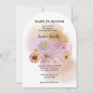 Invitation Bébé en fleur Fleur sauvage Aquarelle Arch