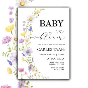 Invitation Bébé en Fleur Fleur sauvage Baby shower floral