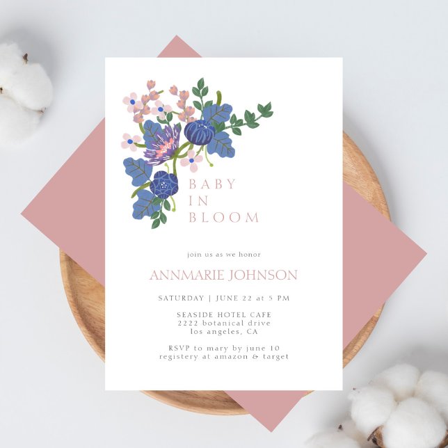 Invitation Bébé En Fleur Fleur sauvage Floral Baby shower ros (Créateur téléchargé)