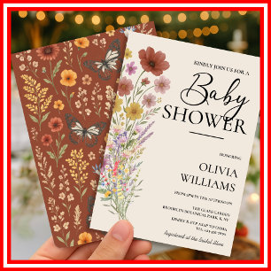 Invitation Bébé en Fleur   Fleur Sauvage Orange Brûlé