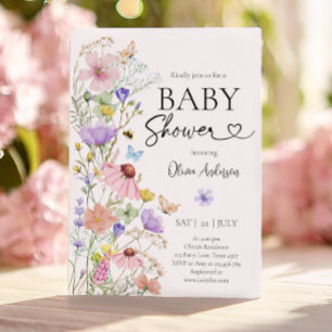 Invitation Bébé en Fleur Fleur sauvage Papillons Baby shower