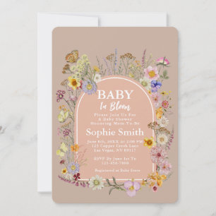 Invitation Bébé en fleur Fleur sauvage rose pâle