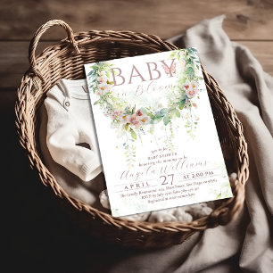 Invitation Bébé en Fleur Fleur sauvage Verdure bébé fille dou