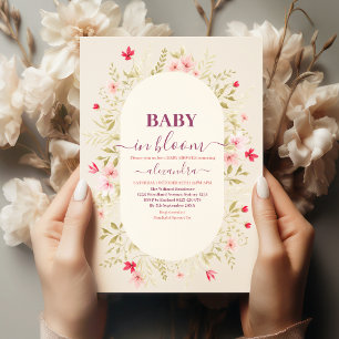 Invitation Bébé en fleur fleurs sauvages floraux sans sexe