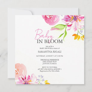 Invitation Bébé En Fleur Floral Aquarelle Douche