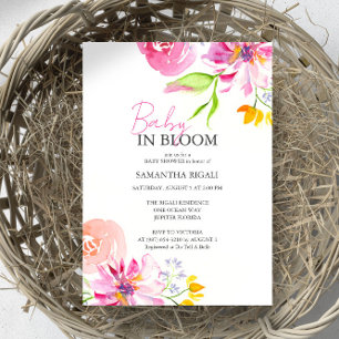 Invitation Bébé En Fleur Floral Aquarelle Douche