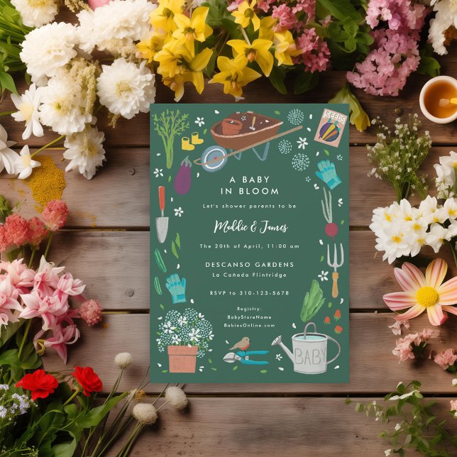 Invitation Bébé En Fleur Jardin Cultivant Baby shower Familia (Créateur téléchargé)