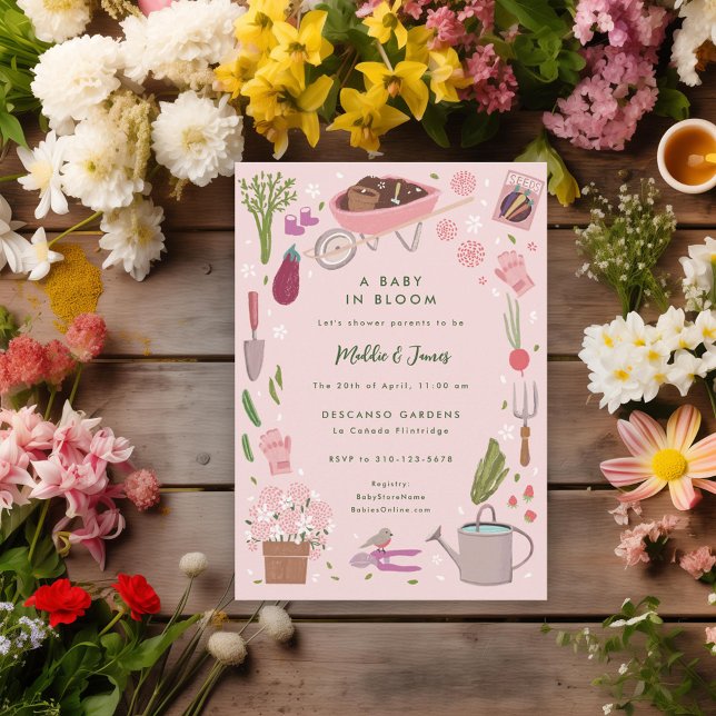 Invitation Bébé En Fleur Jardin Cultivant Baby shower Familia (Créateur téléchargé)