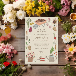Invitation Bébé En Fleur Jardin Cultivant Baby shower Familia