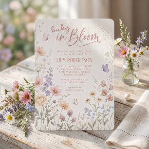 Invitation Bébé en Fleur Jardin de Fleurs Sauvages Fête Préna