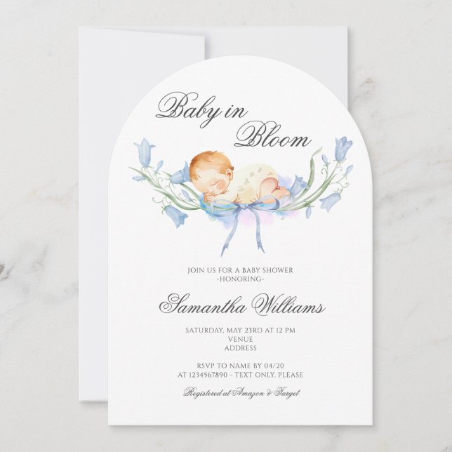 Invitation Bébé en Fleur Jardin Floral Bébé Registre Douche (Devant)