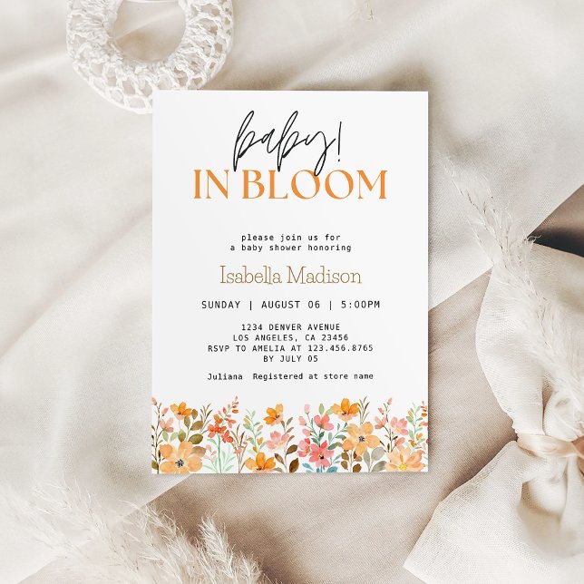 Invitation Bébé en Fleur Jardin Floral Fille Douche (Baby in Bloom Floral Garden Girl Shower Invitation
)