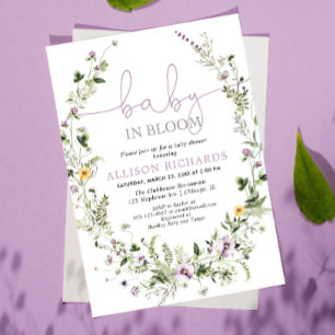 Invitation Bébé en Fleur lavande jaune baby shower fille