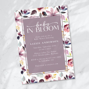 Invitation Bébé en Fleur Lilac Baby shower Floral