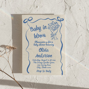 Invitation Bébé en Fleur Main Fleur Tirée Douche Bouquet