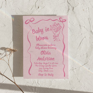 Invitation Bébé en Fleur Main Fleur Tirée Douche Bouquet