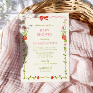 Invitation Bébé En Fleur Main tiré Baby shower de boue floral