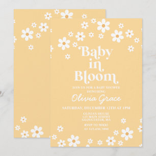 Invitation Bébé en fleur marguerite jaune Baby shower floral