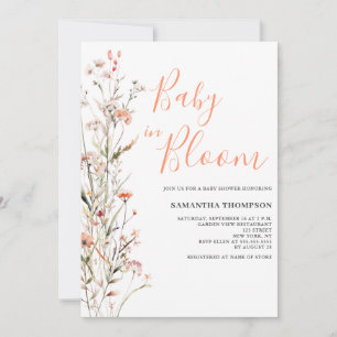 Invitation Bébé En Fleur Pêcher Floral Fille Baby shower