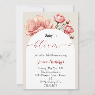 Invitation Bébé en Fleur Printemps Été Baby shower Floral
