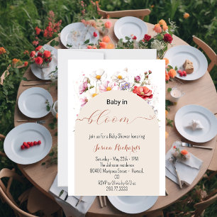 Invitation Bébé en Fleur Printemps Été Baby shower Floral