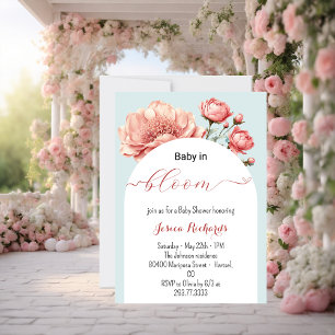 Invitation Bébé en Fleur Printemps Été Baby shower Floral