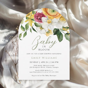Invitation Bébé en Fleur Printemps Jardin Baby shower Floral