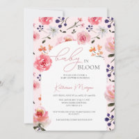 Bébé en Fleur rose Baby shower Floral aquarelle