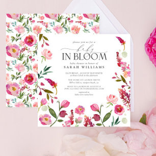 Invitation Bébé En Fleur Rose Fille Aquarelle Florale Douche