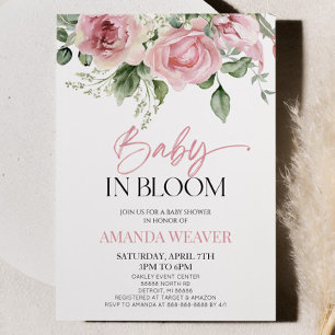 Invitation Bébé En Fleur Rose Fleurie Baby shower
