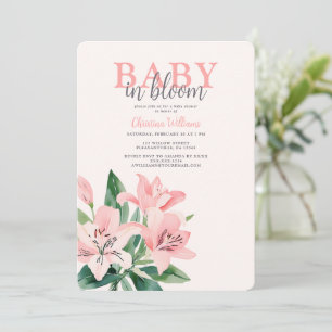 Invitation Bébé en Fleur rose Floral Baby shower fille