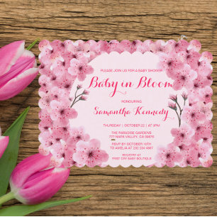 Invitation Bébé en Fleur rose pâle en fleur Baby shower flora