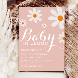 Invitation Bébé en fleur rose pâle Fille rose pâle Douche mar
