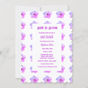 Invitation Bébé En Fleur Rose Pétunia Rose Fille Baby shower