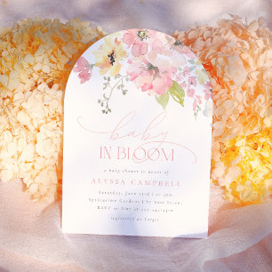 Invitation Bébé en Fleur rose rose florale rose Fille Arc de 