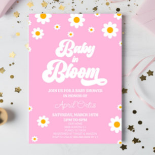 Invitation Bébé En Fleur Rose Rose Retro Baby shower Fleur De
