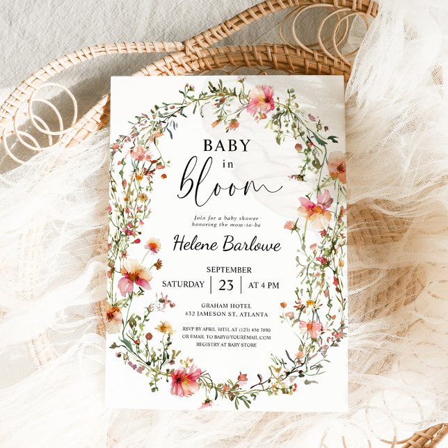 Invitation Bébé En Fleur Rustique Boho Baby shower Fleur sauv (Baby In Bloom Rustic Boho Wildflower Baby Shower Invitation)